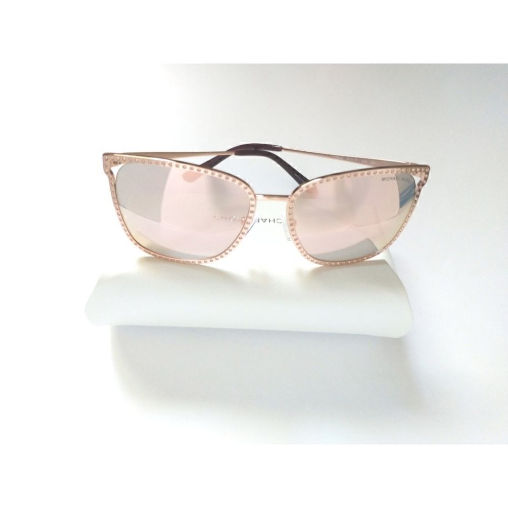 New! MICHAEL KORS Women's Stockholm Mirror Square Sunglasses With Case Rose Gold - Picture 9 of 13